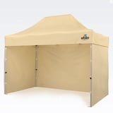 BRIMO Pavillon Metall 100% Wasserdicht mit 3 Seitenteilen - 5 Jahre Garantie (2x3 m, Beige)