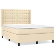 vidaXL Boxspringbett mit Matratze Creme 140x200 cm Stoff1380128