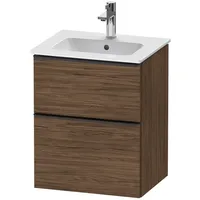 Duravit D-Neo Waschtischunterbau wandhängend mit Möbelgriff diamantschwarz, × nussbaum