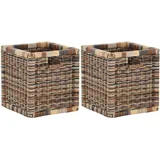 korb.outlet Set / 2 Regalkorb Mehrfarbig ca. 28x29x30 mit Holzrahmen Rattan Schubfach Box zur Aufbewahrung Schrankkorb Griff