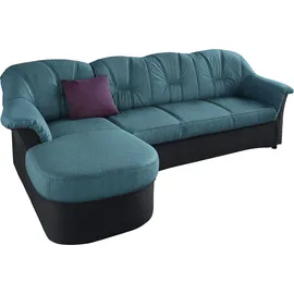 DOMO collection Eckcouch Kunstleder 2-Sitzer Schwarz/Petrol