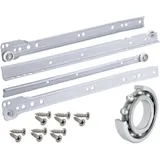Stahlia (1 Paar) Schubladenschienen 450mm Teilauszug Rollenführung Weiß Professional Schubladenauszug Schienen Führungsschiene Schienen mit Rollen Laufschiene