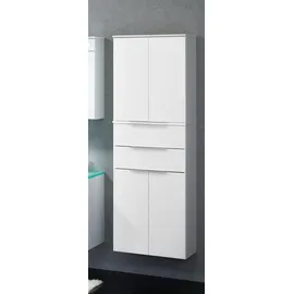 Fackelmann Kara Hochschrank 61 x 176 x 32 cm Weiß Glas/MDF/Spanplatte