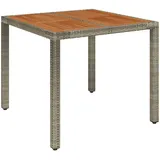 vidaXL Gartentisch mit Holzplatte Grau 90x90x75 cm Poly Rattan