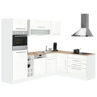 kochstation Winkelküche L-Form 260 x 190 cm weiß