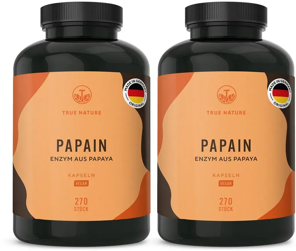 True Nature® Papain Kapseln - Enzym aus Papaya Vegan & Made in Germany 2x270 St