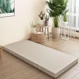 Generisch Klappmatratze Gästematratze, 4-teilige Faltbar Tatami Matte mit Kopfteil & Kissen, abnehmbarem Bezug Reisematratze waschba für Wohnzimmer Camping Auto Kofferraum,Beige,180 * 60 * 10cm