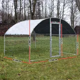 Wiltec Fudajo XXL Freilaufgehege 2 x 2,95 x 2 m mit Sonnendach und galvanisierten Gitterstäben, Außengehege als Voliere Hühnerstall oder Hasenstall, Kleintiergehege mit Riegel