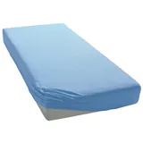 Estella Spannbettlaken Spannbetttuch Samt Velours | Hellblau | Frottee | 200x200 cm x 200 cm (Länge) | trocknerfest und bügelfrei | 80% Baumwolle 20% Polyester