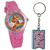 PAW PATROL Kinderarmbanduhr mit Silikonarmband und Schlüsselanhänger Pink 35 mm japanisches Quarzuhrwerk