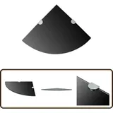 Eckablage Mit Verchromten Halterungen Glas Schwarz 25x25 Cm - Wandregal - Eckregal - Glasregal - Schwarzes Regal - Regal Schwarz