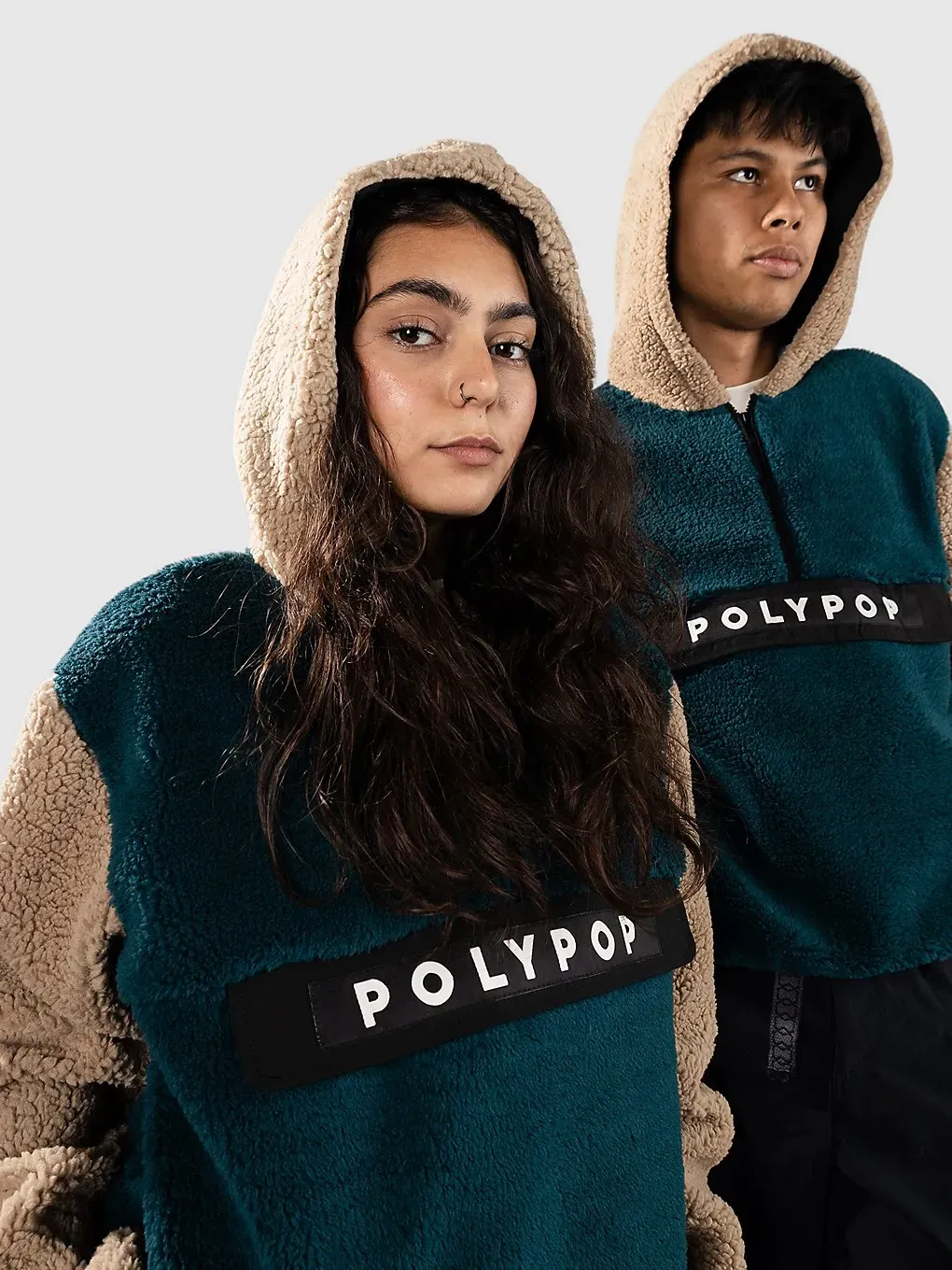 Polypop Fern Cut And Sew Sherpa Fleece Pullover petrol Gr. S