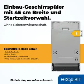 Exquisit EGSP2109-E-030E Einbau-Geschirrspüler (vollintegrierbar, 448 mm breit)