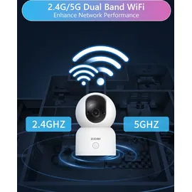 ZOSI 2K WLAN Überwachungskamera Innen, 360° Schwenkbare Kamera Indoor für Baby, 2,4/5Ghz WiFi, KI Personenerkennung, Auto-Tracking, One-Touch-Call, C518