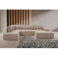 werk2 Wohnlandschaft »Rotterdam-U U-Form«, Design Wohnlandschaft in Cord mit Schlaffunktion & Bettkasten