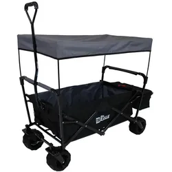 Bollerwagen faltbar mit Sonnendach Breitreifen Schwarz, innen grau Falt-Bolle...