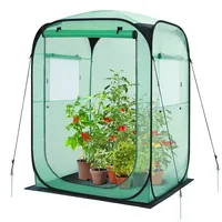 Ohuhu Pop Up Gewächshaus Tomaten Foliengewächshaus Stabil mit PE-Abdeckung und Fernster, Begehbarer Gewächshaus Gewächshaus Klein Winterfest Tomatenhaus für Optimales Pflanzenwachstum Grün