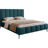 Selsey Polsterbett 140x200 cm, mit Bettkasten, Lattenrost und Metallfüßen, türkis - Türkis