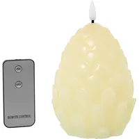 4er Set Ananas-Kerzen aus Wachs mit LED und Fernbedienung, elfenbeinfarben, 10 x 10 x 13 cm