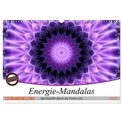 Energie - Mandalas, Spiritualität durch die Farbe Lila (Wandkalender 2025 DIN A3 quer), CALVENDO Monatskalender