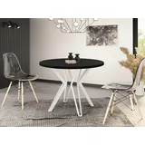 WFL GROUP Esstisch Austin (erhältlich in zwei Größen – 100/120 cm, ausziehbar auf 180/200 cm), platzsparender Tisch für Küche, Esszimmer oder Wohnzimmer schwarz 100 cm x 76 cm x 100 cm