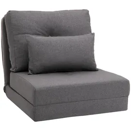 Homcom Schlafsessel 2 in 1 Leinen 60 x 80 x 56 cm Dunkelgrau mit Kissen