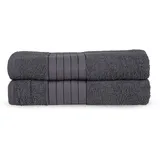Good Morning Badetuch »Uni Towels«, (2 St.), mit gewebtem Rand, grau