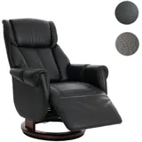 MCA Furniture MCA Relaxsessel + Aufstehhilfe HWC-N58, Fernsehsessel Liegesessel Fußstütze Holz Leder ~ schwarz, Holz walnussfarben
