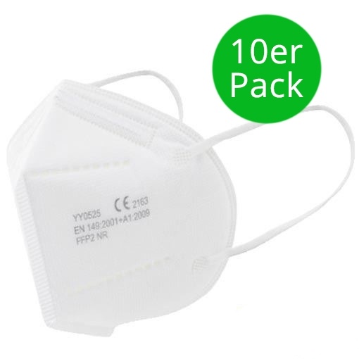 Maxima Amenities FFP2 Atemschutzmaske + Ohrschoner - FFP2 Maske in Weiß - Einzeln Verpackt - 10er Pack