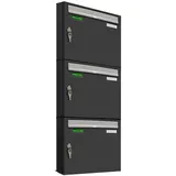 AL Briefkastensysteme Basic 3er Briefkasten RAL 7016 Anthrazit inkl. Zeitungsfach