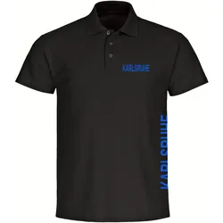 multifanshop Poloshirt - Karlsruhe - Brust & Seite - Druck blau - Polo