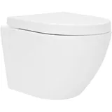 LuxeBath Spülrandloses Hänge WC Nano Beschichtung mit Kurze Ausladung 49 cm