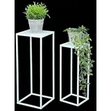 DanDiBo Ambiente DanDiBo Blumenhocker Metall Weiß Eckig Blumenständer Beistelltisch 96482 2er Set Blumensäule Modern Pflanzenständer Pflanzenhocker -