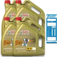 4x 5 Liter Castrol Motorenöl Edge Fluid Titanium 5W-30 M Motoröl Oil Ö 15BF6C