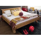 SalesFever Massivholzbett »Eik«, Balkenbett in rustikaler Landhaus Optik, beige