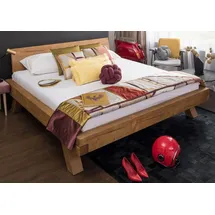 SalesFever Massivholzbett »Eik«, Balkenbett in rustikaler Landhaus Optik, beige