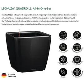 LECHUZA Quadro LS 28 Komplettset 28 x 28 x 26 cm schwarz hochglanz