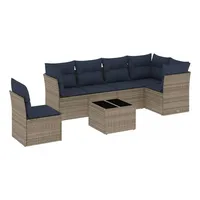vidaXL Gartensofa-Set mit Kissen, grau, Polyrattan