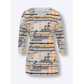 Sieh an! Longshirt in ocker-graphit-bedruckt | Gr.: 40