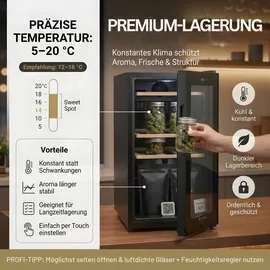 sommertal WK 50 Weinkühlschrank – 15 Flaschen, 5–20 °C einstellbar, abschließbar, LED-Beleuchtung, Glastür, Touchscreen, | 5-20°C, UV-Schutz