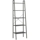 vidaXL Standregal mit 5 Böden Lagerregal Blumenregal Leiterregal Bücherregal Haushaltsregal Badregal Regal Wohnzimmer Schwarz 56x35x174cm