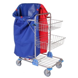Floorstar PW 2 ES ESTAWA Putzwagen, Edelstahl, Stabiler Reinigungswagen für mittlere bis große Objekte, Fassungsvermögen: 2 x 120 Liter