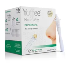 Yoffee Original Yoffee Nose Wax Kit - Hair Removal Set - Männer und Frauen - Nasenhaarentferner - Bio Bienenwachs - Nasenwachs mit 10 recyclebaren Applikatoren - Parabenfrei - 100g - Made in Spain