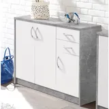 Stella Trading Kommode in weiß matt, Beton Dekor, BxHxT 109x86x35 cm