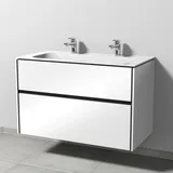 Sanipa Keramik-Waschtisch-Set mit Waschtischunterschrank „Twiga“ 99 × 50 × 61 cm in Weiß (glanz), ohne Beleuchtung