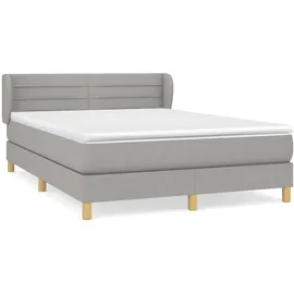 vidaXL Boxspringbett mit Matratze Hellgrau 140x200 cm Stoff