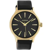 Oozoo Design Damenuhr mit Lederband 42 MM - Variante: schwarz/ gold - Schwarz