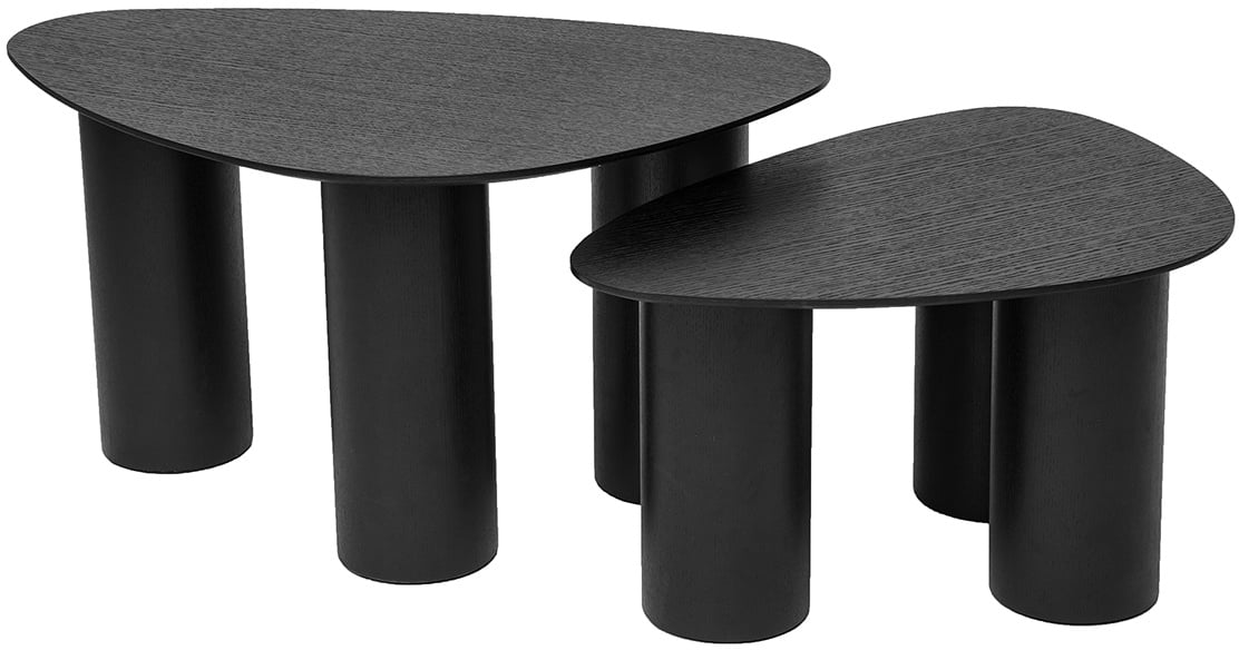 Tables basses gigognes design en bois noir (lot de 2) FOLEEN