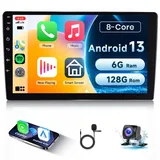 6GB+128GB 8Core Autoradio Android 2 Din mit Wireless Carplay Android Auto,Hodozzy 10 Zoll Touchscreen Doppel Din Autoradio GPS Navi WiFi Bluetooth 5.0 USB Lenkradsteuerung FM/RDS Radio+Rückfahrkamera