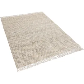 Beliani Afrin Filzkugelteppich 140 x 200 cm Beige